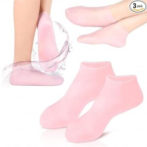 Silicone Socks For Women, Moisturizing Foot Socks, Soft Gel Socks, Aloe Socks, Women Spa Pedicure Socks For Repairing Dry Feet, Cracked Heel And Softening Skin (pack of 3)