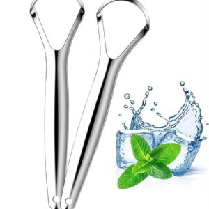 Tongue Cleaner, Tongue Scraper Stainless Steel Tongue Cleaner, 100% Bpa-Free Metal Tongue Scrapers Healthier Breath In Seconds for Adults and Kids Fresher Breath with Case (Pack of 2)