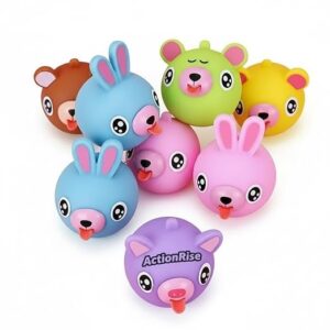 ActionRise Squeeze Play and Sound Stress Ball Relievers Ball Tongue Out (1 Ball Assorted) Screaming Talking Animal Toy for Kids, Cute Squeeze Stress Relief Soft Ball Decorations (Pack of 1)