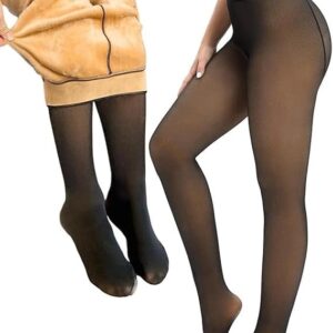 Women Skinny Mid-Rise Soft Winter Warm Fleece Lined Leggings – Thermal Stretchable High Waist Slim Fit Pantyhose for Cold Weather | Velvet Inner Layer Warm Stockings for Women