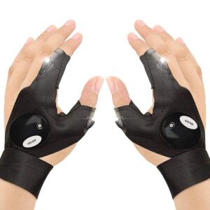 LED Flashlight Gloves Gifts for Men Light Fingerless Outdoor Fishing Gloves Tool Gadgets Gifts for Repairing Working (Hand Gloves Light)