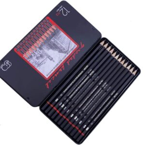 Corslet 12pcs Sketch Pencil Set 8B, 7B, 6B, 5B, 4B, 3B, 2B, B, HB, F, H, 2H, Ideal For Drawing Art, Sketching, Shading, Artist Pencils For Beginners & Pro Art