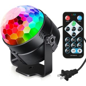 Luditek Sound Activated Party Hid Lights With Remote Control Dj Lighting, Rbg Disco Ball, Strobe Corded Electric Lamp 7 Modes Stage Par Light For Home, Room, Parties, Karaoke, Black