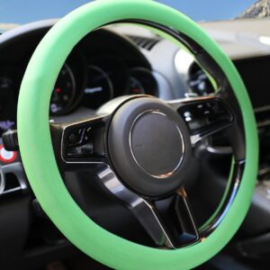 Zlirfy Universal Soft Silicone Steering Wheel Cover,Anti-Slip Steering Cover,Breathable Great Grip Cover for Steering Wheel,13“-15” Steering Wheel Protector,Fit for Most Cars,Trucks,SUV (Green)