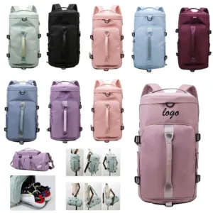 2 In 1 Travel Duffle Bag With Shoe Compartment Sports Gym Backpack Fitness Bag Yoga Bag Travel Bag